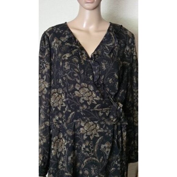 Torrid Chiffon Layered Tie Front Surplice Tunic Blouse 19131546 size 2X - Picture 7 of 10